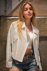 Crystal Studded Stretch Zip Up Motor Jacket, Jackets, $ 99.00, A Moment Of Now™